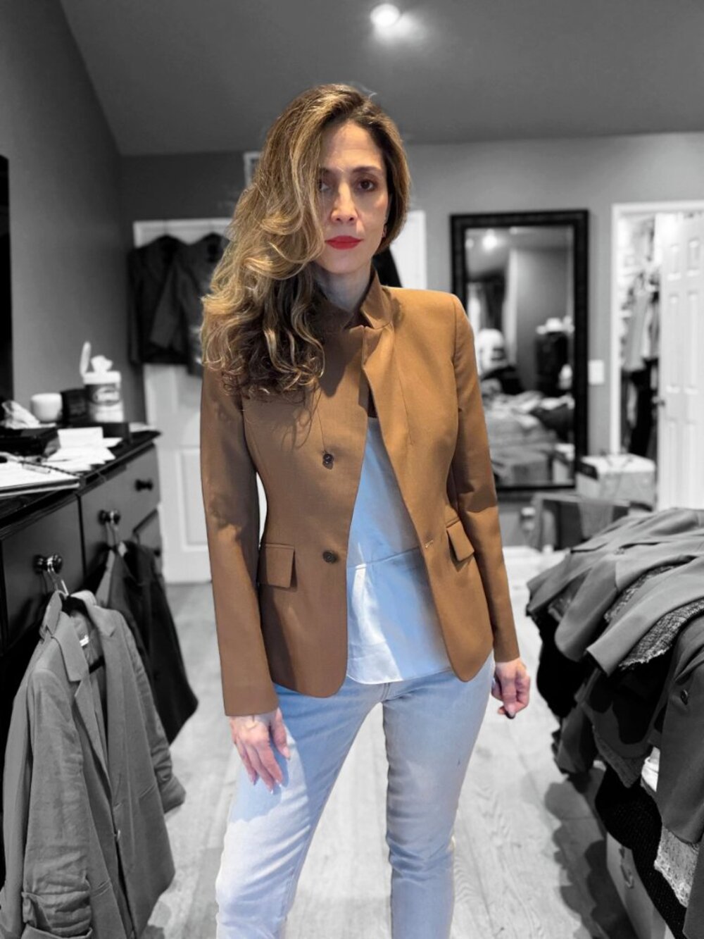 Alexander McQueen Dark Camel stand collar wool-mohair jacket NWT size 36 - Picture 12 of 16